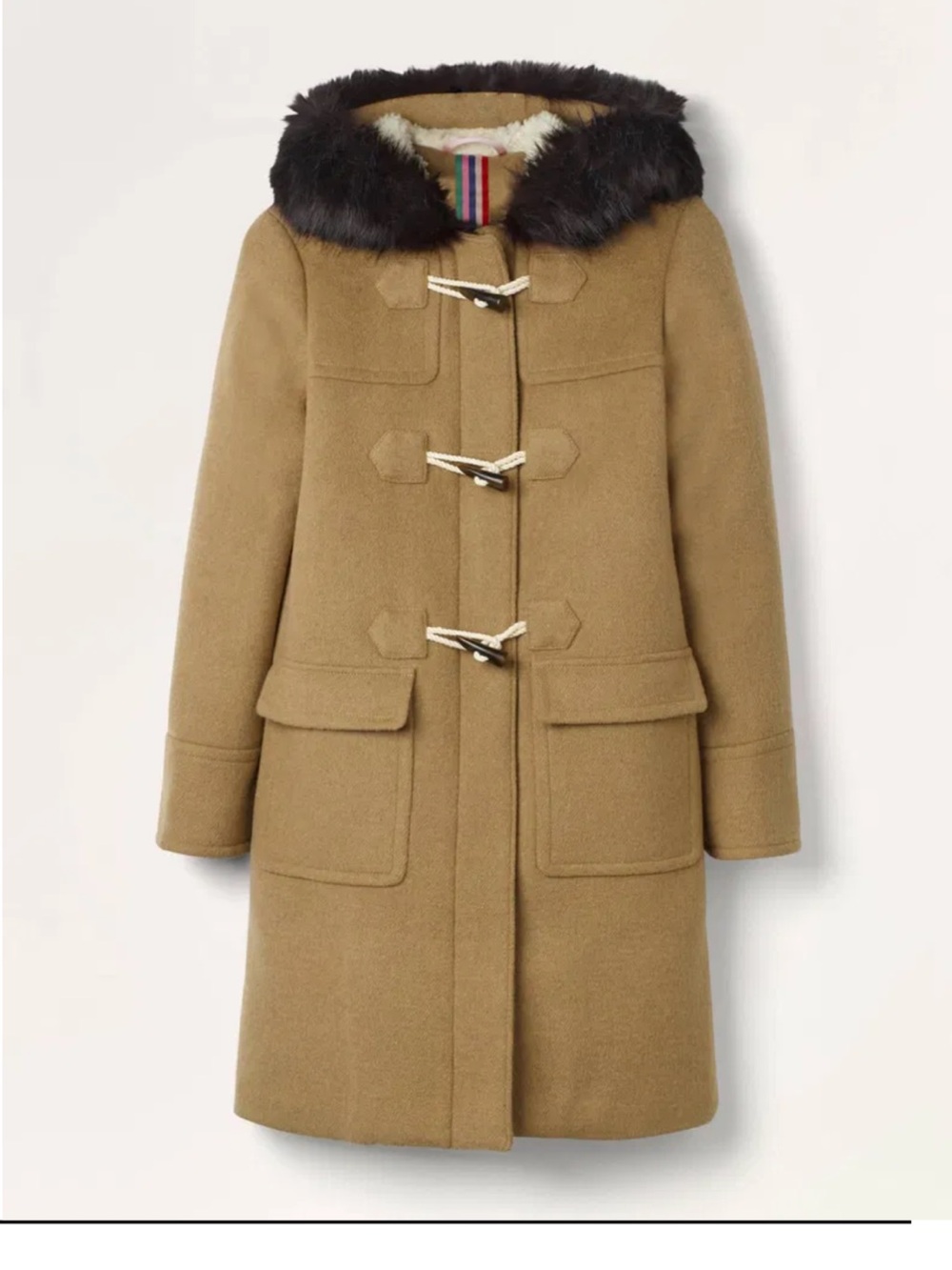 Boden Orme Duffle Coat with Faux-Fur Hood - Picture 2 of 8